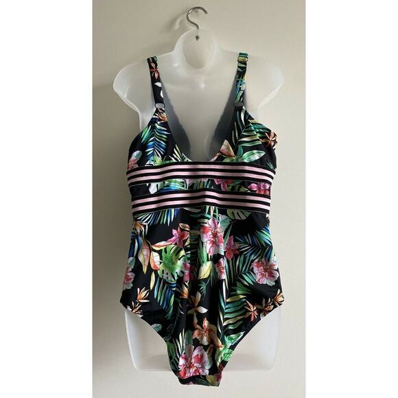 Swimsuits For All One-piece Swimsuit Women Size 18 Floral Stripe - Picture 2 of 10